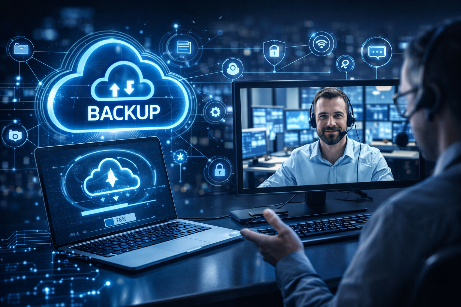 Backup e suporte técnico remoto