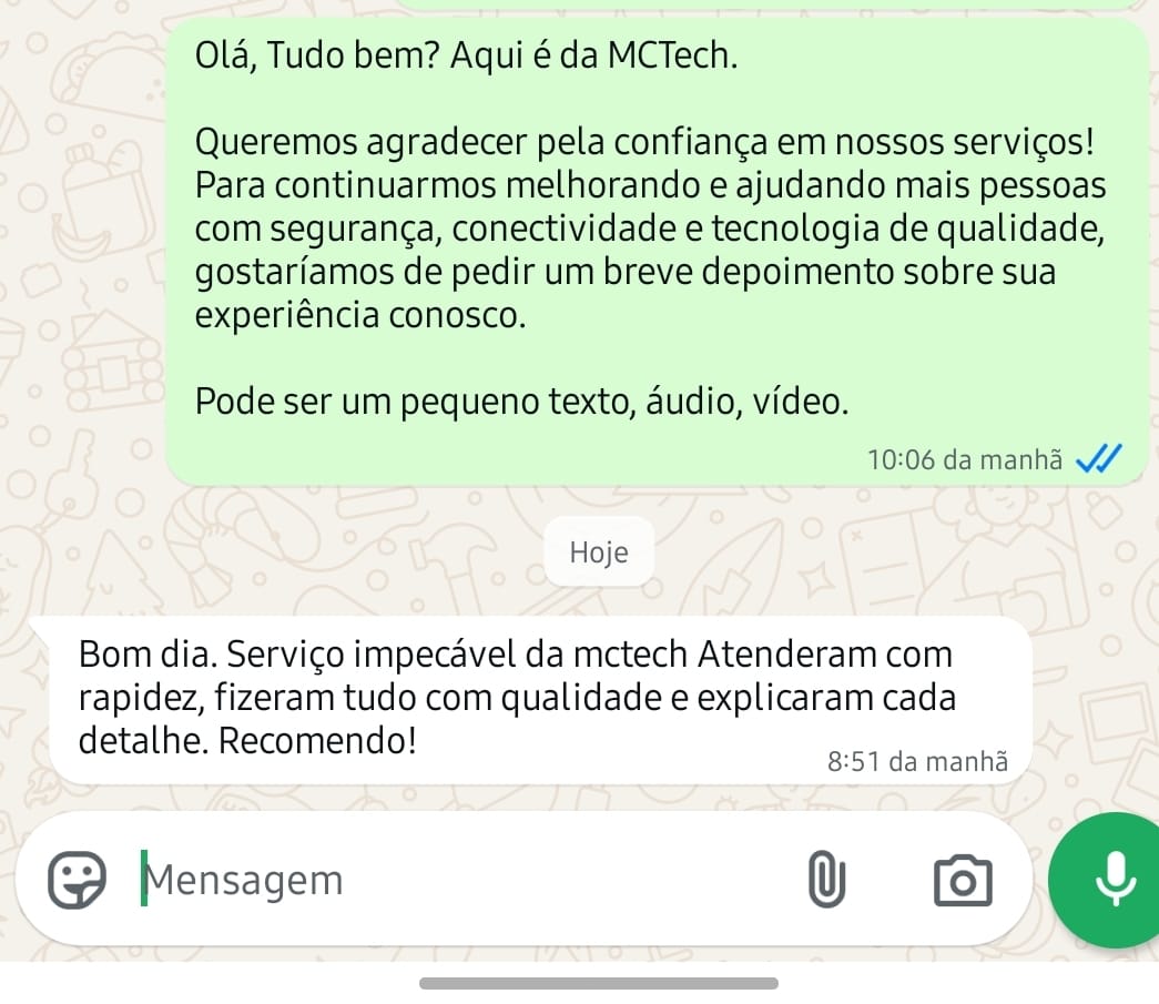 Feedback positivo sobre projetos executados